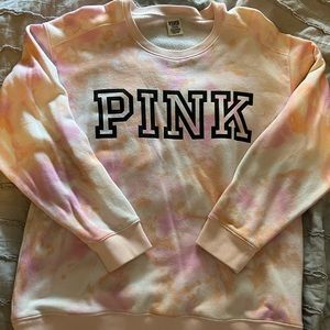 VS Pink tie dye crew neck sweatshirt